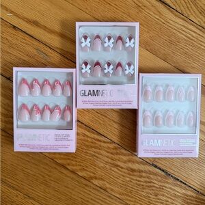 GLAMNETIC Pink Press-On Nail Set – Blush & Rose Accent